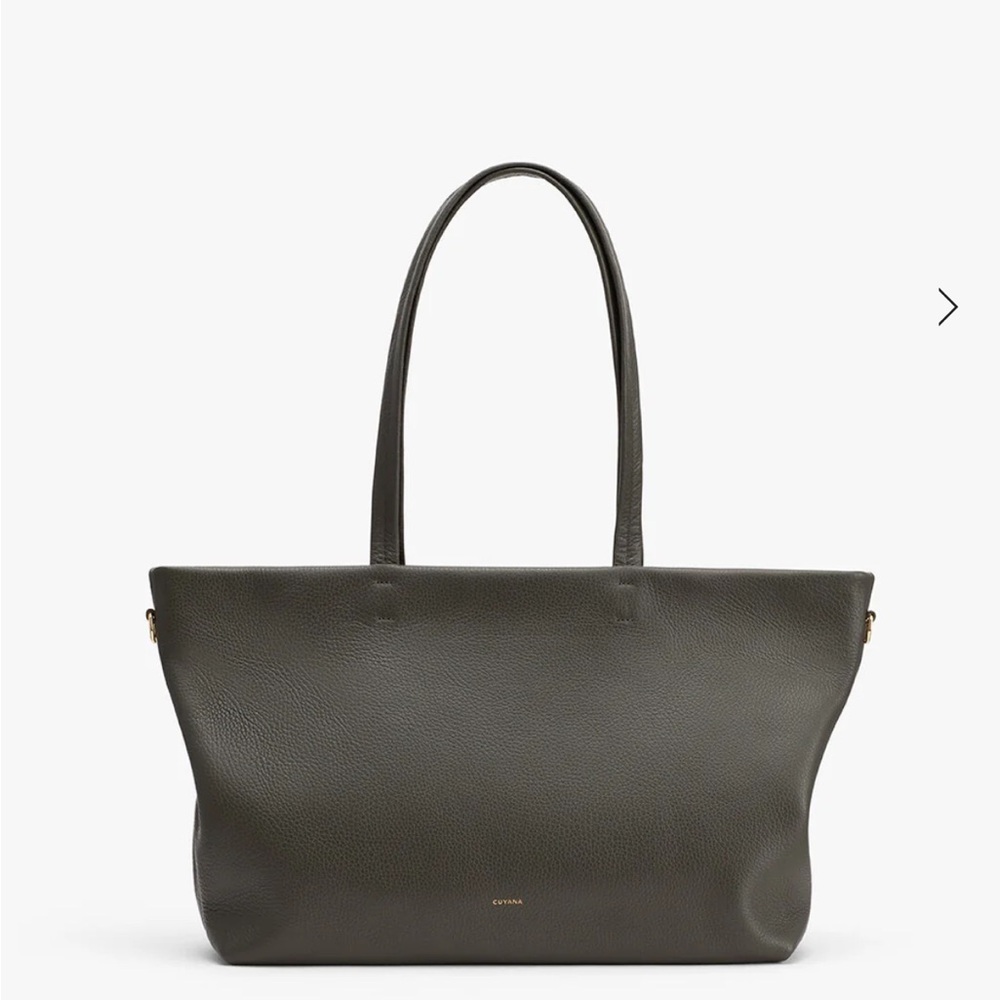 Dark Olive Leather Tote Bag